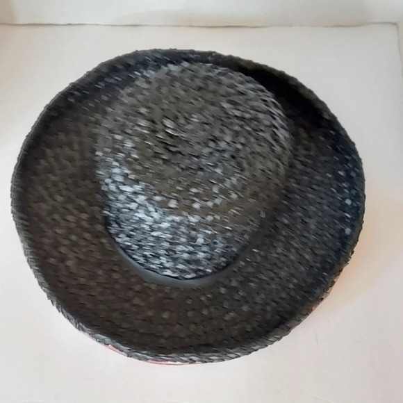 Vintage Quaker Maid Black Pink Large Brim Hat‎ with bow accent around band main image 7